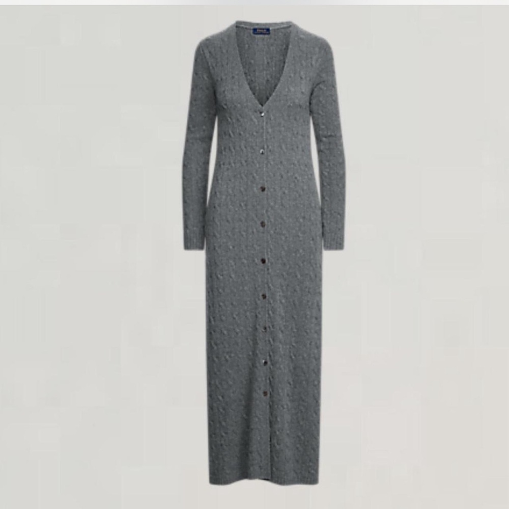 Ralph Lauren Cable-Knit Cashmere Long Cardigan.